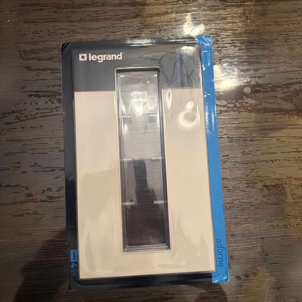 1-Brand New Legrand Adorne Gloss White 4-Gang wall plate